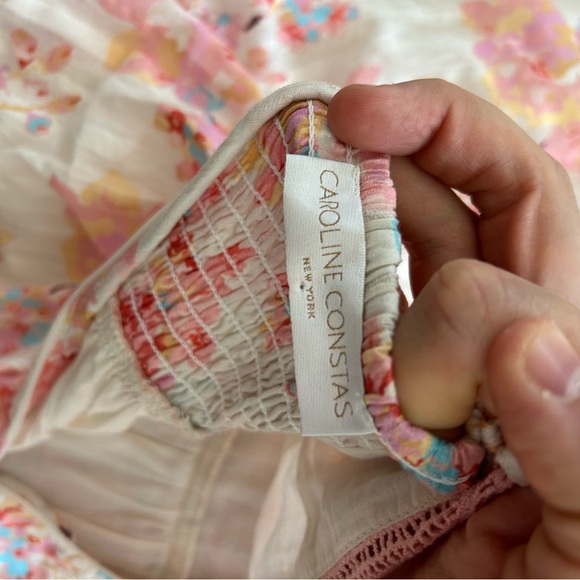 Caroline Constas Tiered Ruffle Maxi Dress Crochet Floral Wedding Guest - Picture 14 of 14